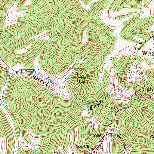 Topographic Map of Owen Cemetery, WV