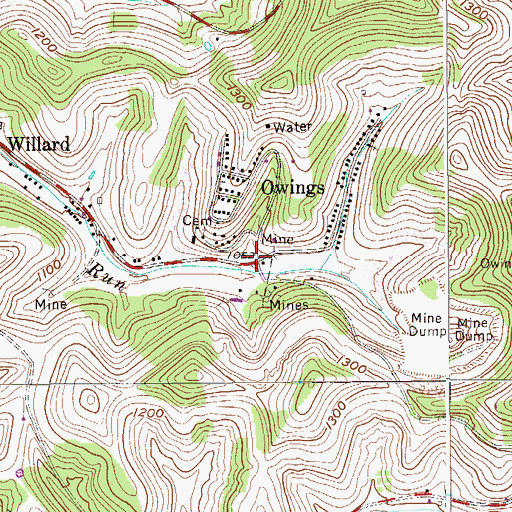 Topographic Map of Owings, WV