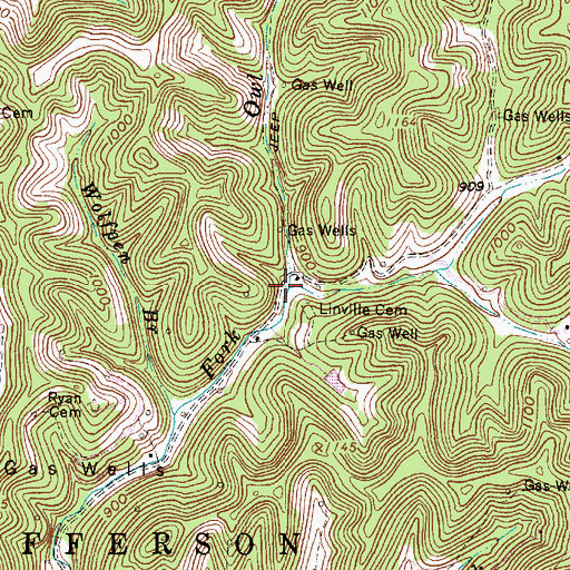Topographic Map of Owl Creek, WV