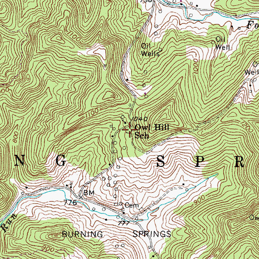 Topographic Map of Owl Hill School (historical), WV