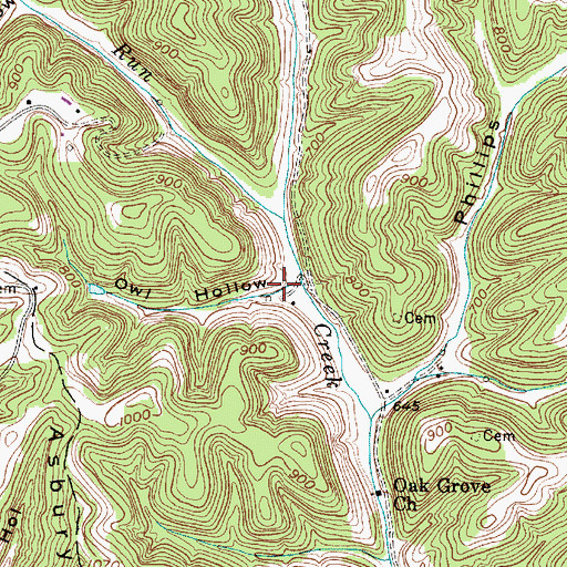 Topographic Map of Owl Hollow, WV