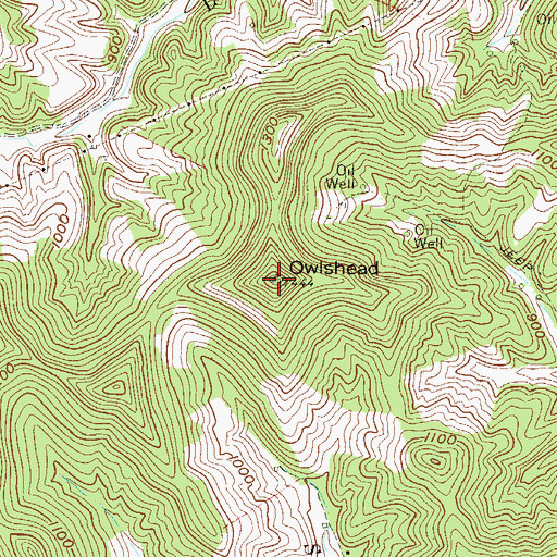 Topographic Map of Owlshead, WV