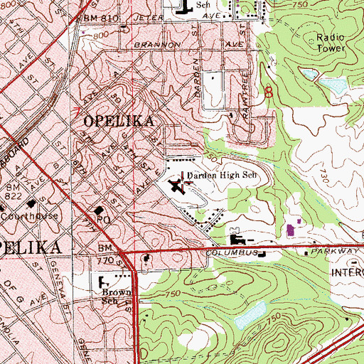 Topographic Map of Darden High School, AL