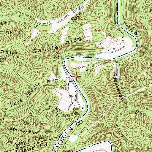 Topographic Map of Pack Saddle Run, WV