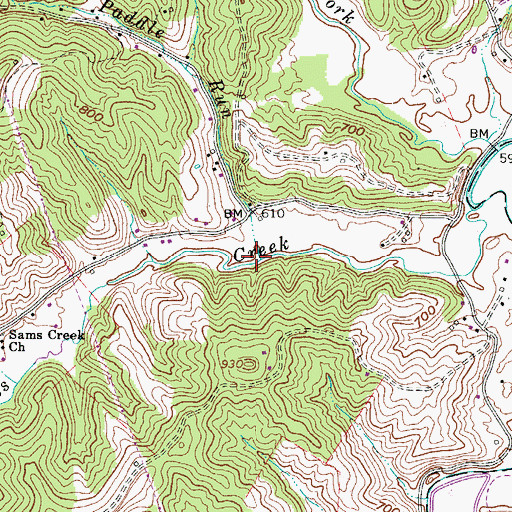 Topographic Map of Paddle Run, WV