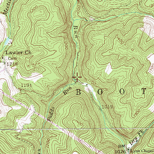 Topographic Map of Padds Run, WV