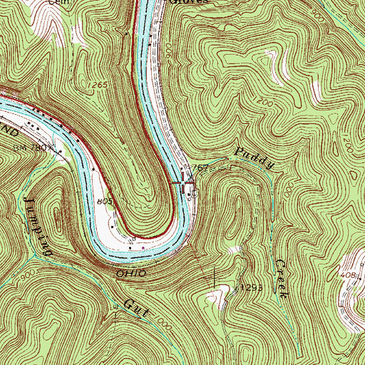 Topographic Map of Paddy Creek, WV