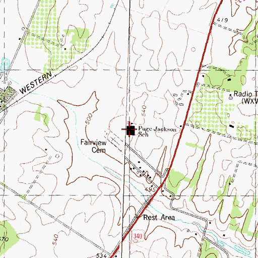 Topographic Map of Page Jackson Elementary School, WV