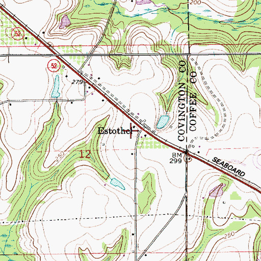 Topographic Map of Estothel, AL