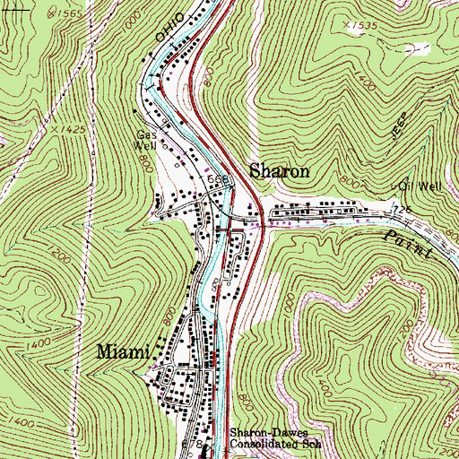 Topographic Map of Paint Branch, WV