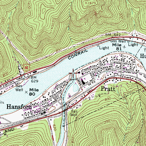 Topographic Map of Paint Creek, WV