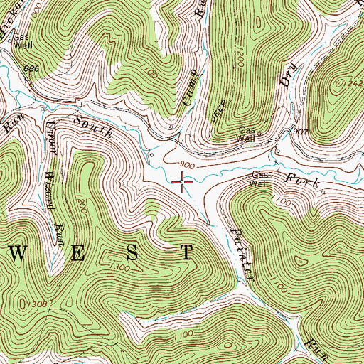 Topographic Map of Painter Run, WV