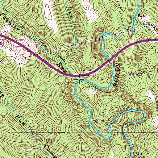 Topographic Map of Painter Run, WV
