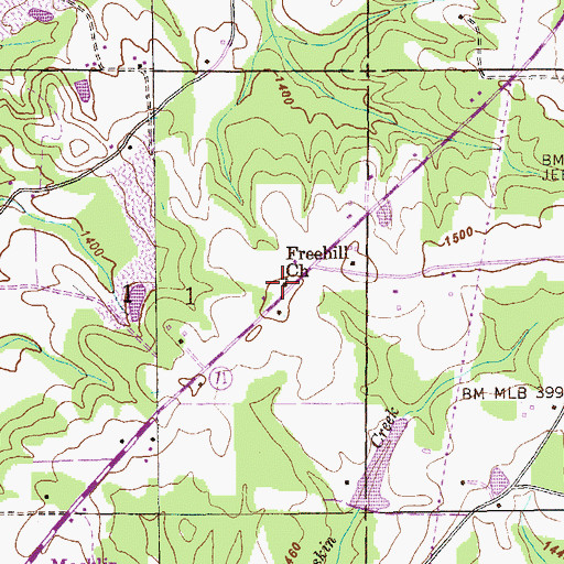 Topographic Map of Freehill Baptist Church, AL