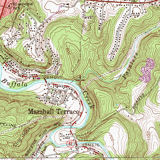 Topographic Map of Painters Run, WV