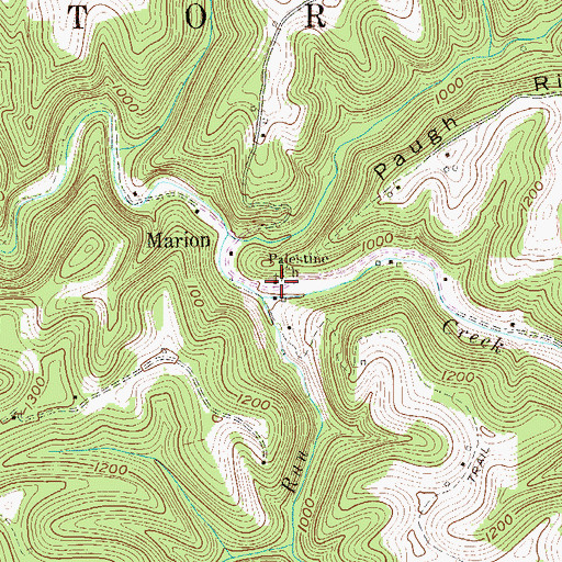 Topographic Map of Palestine Church, WV