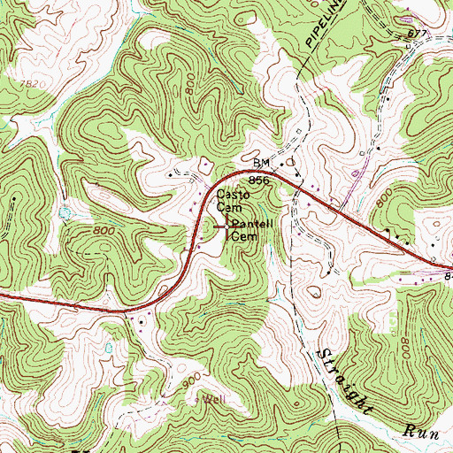 Topographic Map of Pantell Cemetery, WV