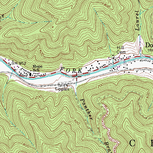 Topographic Map of Panther Branch, WV