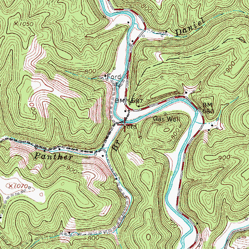 Topographic Map of Panther Branch, WV
