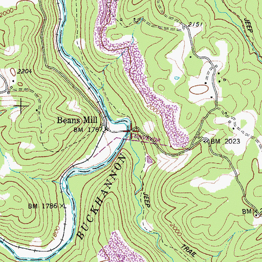 Topographic Map of Panther Creek, WV