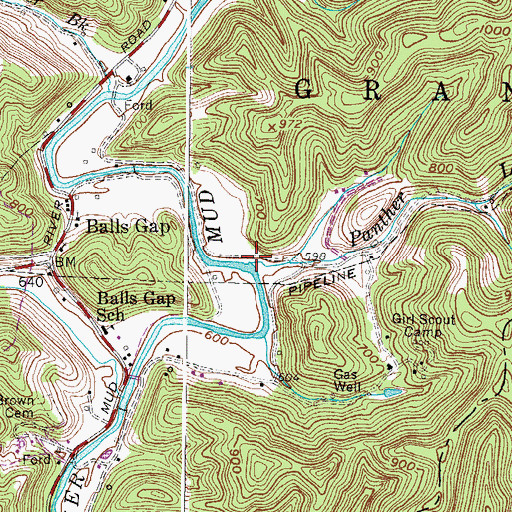 Topographic Map of Panther Lick, WV