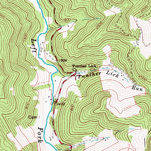 Topographic Map of Panther Lick Church, WV
