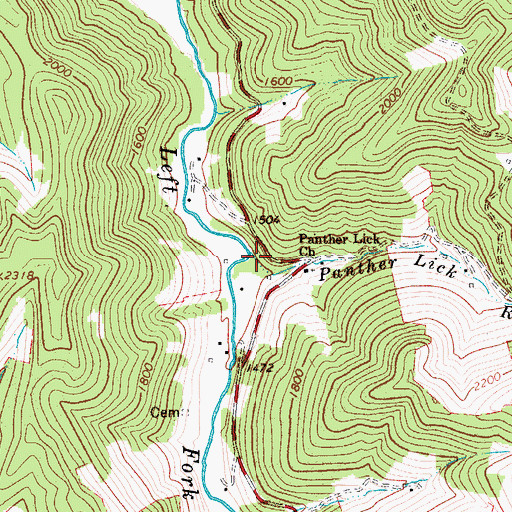 Topographic Map of Panther Lick Run, WV