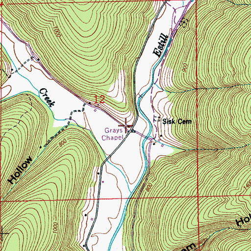 Topographic Map of Grays Chapel, AL