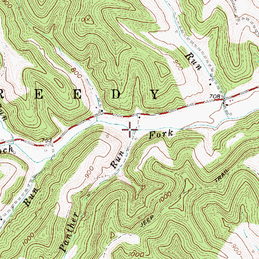 Topographic Map of Panther Run, WV
