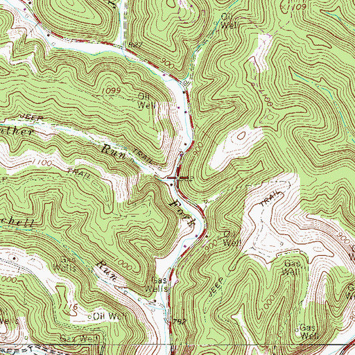 Topographic Map of Panther Run, WV