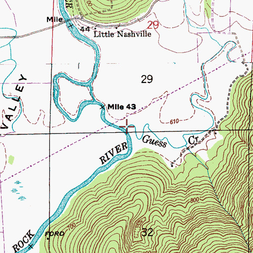 Topographic Map of Guess Creek, AL