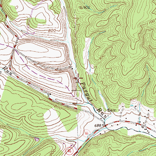 Topographic Map of Pargut Run, WV