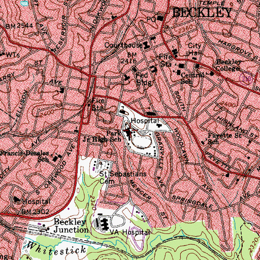 Topographic Map of Park Middle School, WV