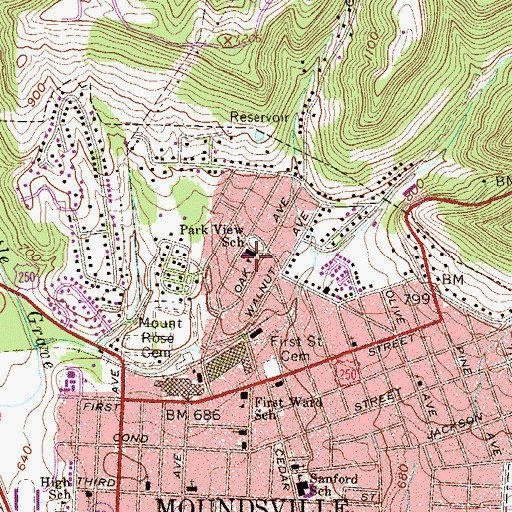 Topographic Map of Park View Elementary School (historical), WV
