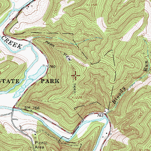 Topographic Map of Park View Trail, WV