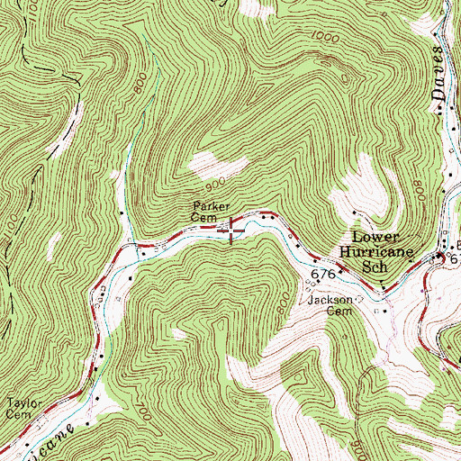 Topographic Map of Parker Cemetery, WV