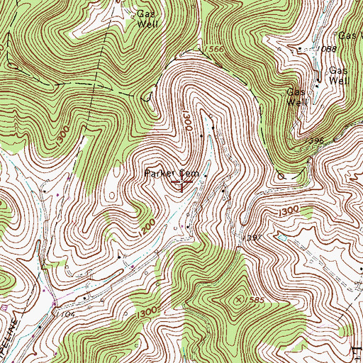 Topographic Map of Parker Cemetery, WV