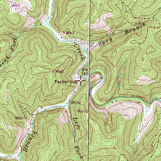 Topographic Map of Parker School (historical), WV