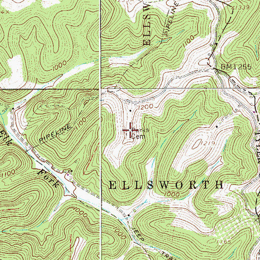 Topographic Map of Parks Cemetery, WV