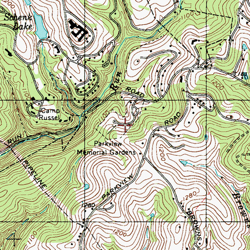 Topographic Map of Parkview Memorial Gardens, WV