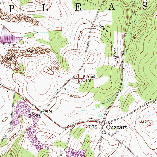 Topographic Map of Parnell Cemetery, WV