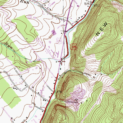 Topographic Map of Parr Spring Run, WV