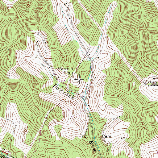 Topographic Map of Parrish Cemetery, WV