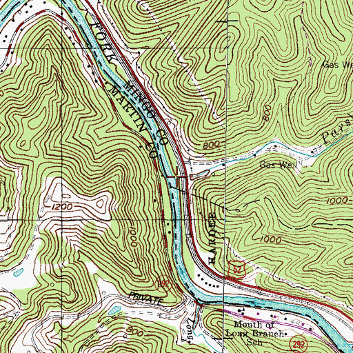 Topographic Map of Parsley Big Branch, WV