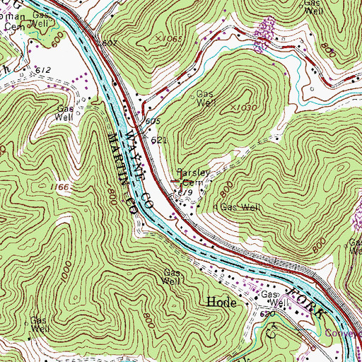 Topographic Map of Parsley Cemetery, WV