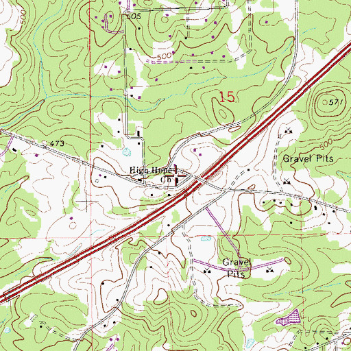 Topographic Map of High Hope Baptist Church, AL
