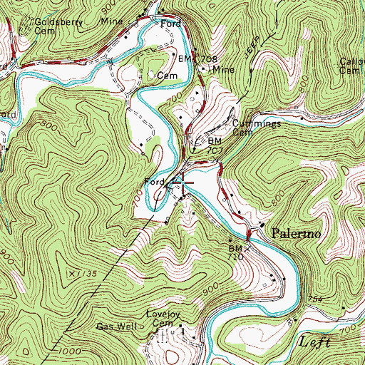 Topographic Map of Parsner Creek, WV