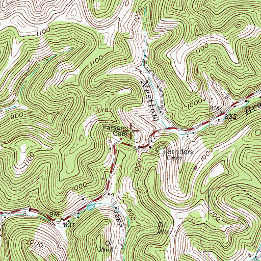 Topographic Map of Parsons Cemetery, WV