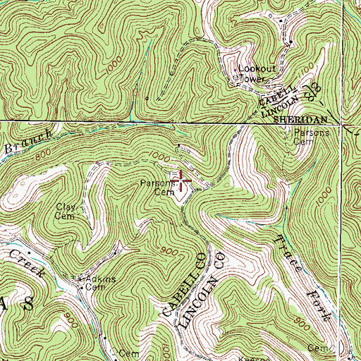 Topographic Map of Parsons Cemetery, WV