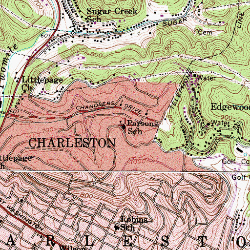 Topographic Map of Parsons School (historical), WV